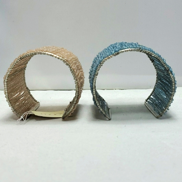 2 Macy's opened cuff bracelet peach  and blue - Picture 4 of 4